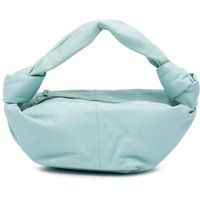 Bottega Veneta Women's Preloved Handle Leather Bag with Zip Closure - Blue Handbags