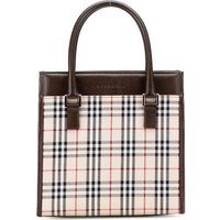 Burberry Women's Preloved Structured Plaid Tote - Brown Handbags