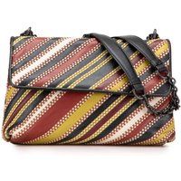 Bottega Veneta Women's Preloved Striped Shoulder Bag - Red
