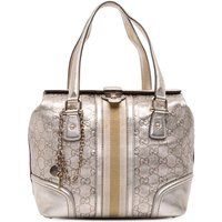 Gucci Women's Preloved Signature Pattern Tote Bag - Silver Handbags