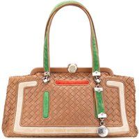 Bottega Veneta Women's Preloved Woven Leather Top Handle Bag- Brown Handbags