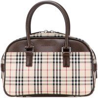 Burberry Women's Preloved Structured Plaid Top Handle Bag - Brown Handbags