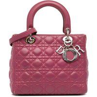 Dior Women's Preloved Leather Quilted Top Handle Bag - Purple Handbags