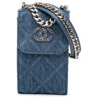 Chanel Women's Preloved Phone Holder Chain Bag - Blue Satchel