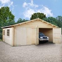 Palmako Roger 5.7m x 5.1m Log Cabin Double Garage (44mm)  Double Doors