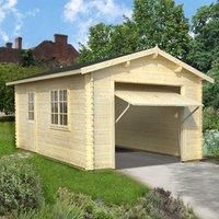 Palmako Roger 3.6m x 5.5m Log Cabin Single Garage (44mm)  Up and Over Door