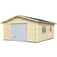 Palmako Roger 4.5m x 5.5m Extra Wide Log Cabin Single Garage (44mm)  Up and Over Door