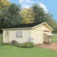 Palmako Roger 5.7m x 5.1m Log Cabin Double Garage (44mm)  Up and Over Door