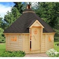 Palmako Eva 3.3m x 3.3m Corner Log Cabin BBQ Hut  Barbecue Hut (44mm)