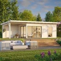 Palmako Andrea 9.2m x 4m Double Glazed Contemporary Log Cabin with Gazebo Sliding Doors Plus (44mm)