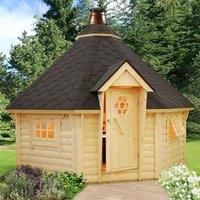 Palmako Eva 3.8m x 3.8m Corner Log Cabin BBQ Hut  Barbecue Hut (44mm)