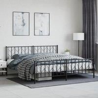 Metal Bed Frame without Mattress with Footboard Black 193x203cm