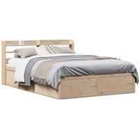 Bed Frame with Headboard 140x190 cm Solid Wood Pine