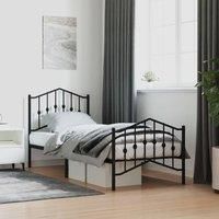 Metal Bed Frame with Headboard and Footboard Black 80x200 cm