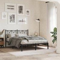 Metal Bed Frame without Mattress with Headboard Black 140x200cm