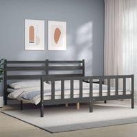 Bed Frame with Headboard Grey 200x200 cm Solid Wood