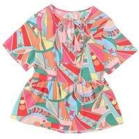 Everyday The Label Women's Multicolor Boho Abstract Pattern Split V Neck Flowy Blouse Shirts | Size: Large