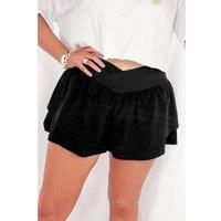 Everyday The Label Women's Black Crossed Waist Tiered Flowy Shorts | Size: XL