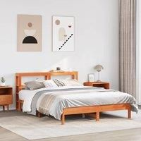 Bed Frame without Mattress Wax Brown 135x190 cm Double Solid Wood Pine