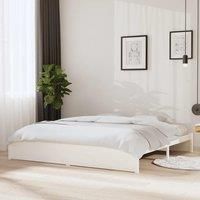 Bed Frame White Solid Wood 200x200 cm