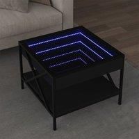 Coffee Table with Infinity LED Black 50x50x38 cm