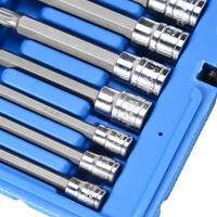 10 Piece 4 inch Spline Tip Bit Socket Set MType Universal Sleeve M4M18 Triple Square Spline Bit