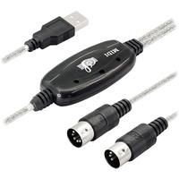 USB MIDI Cable Adapter, USB Type A Male to MIDI Din 5 Pin In-Out Cable Interface with LED Indicator