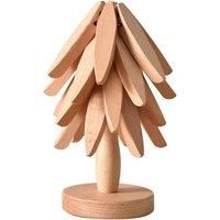 Folding Tree-Shaped Wooden Trivet - 3 Or 4 Layer - 2 Colours