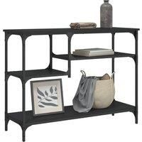 Console Table with Shelves Black 100x35x75 cm
