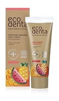 Ecodenta Kids Toothpaste Fluoride Free - Certified Organic Juicy Fruit Natural Childrens Tooth Paste Bubblegum Taste 75ml