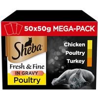 SHEBA Cat Wet Food - Fresh & Fine - Cat Pouches Poultry in Gravy - 50 x 50 g Pack