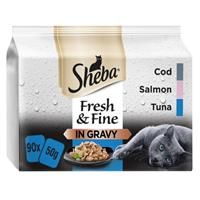 Sheba Fresh & Fine Fish Collection in Gravy Wet Cat Food Pouches - 15 x 50g