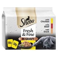 Sheba Fresh & Fine in Gravy Mini Pouches 45 x 50g - Meat Collection in Gravy