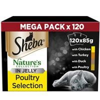 40 x 85g Sheba Natures Collection Adult Cat Food Pouches Mixed Poultry in Jelly