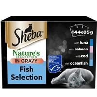 48 x 85g Sheba Natures Collection Cat Pouches Fish Collection in Gravy