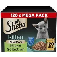 Sheba Sauce Collection Cat Food Pouch for Kitten Mixed Selection in Gravy 40x85 g