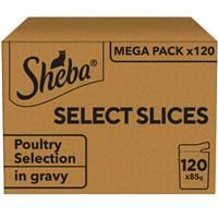 Sheba Select Slices Cat Food Pouch for Adult Cats with Duck, Turkey, Chicken and Poultry in Gravy 120x85g