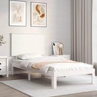 Bed Frame with Headboard White 100x200 cm Solid Wood