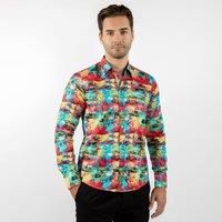 Claudio Lugli Oil Paint Brush Strokes Print Shirt-XXL-Black