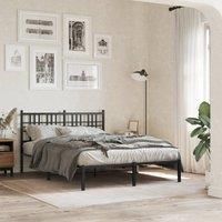 Metal Bed Frame without Mattress with Headboard Black 120x190cm