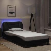 Bed Frame with LED without Mattress Black 100x200 cm