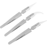 3 Pack Antistatic Ceramic Tweezers Tweezers Inverted Tweezers Precision Heat Resistant Tweezers