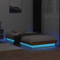 LED Bed Frame without Mattress Wax Brown 75x190 cm Small Single Solid Wood