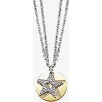 Stainless Steel Gold Plated Cubic Zirconia Star Disc Necklet ESNL11844B800