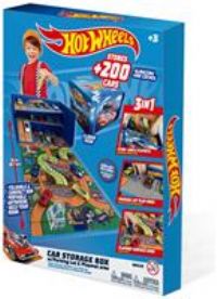 Hot Wheels Cars Case Garage Box Playmat - Car Toys Storage Box with Speed Roads, 3-IN-1 Collapsible I Toy Car Storage. Stores +200 cars (Cars Not Included)