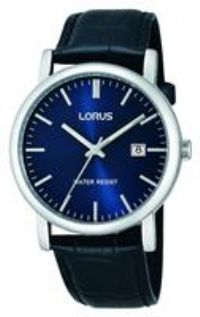 Lorus Men's Black Leather Strap Watch