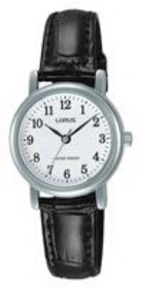Lorus Ladies Black Leather Strap Watch