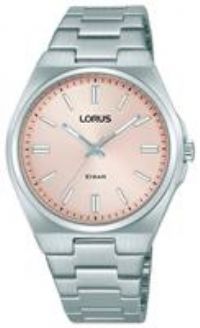 Lorus Stainless Steel Pale Pink Sunray Dial Bracelet Watch
