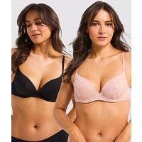 Dorina Women/'s Nadia-2pp Plunge Bra, Pink/Black, 34C