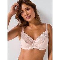 DORINA Philippa Underwired Bra for Curvy Busts, Adjustable Straps, Jacquard Micro Fabric, Satin Bow, U-Back Wings for Support and Comfort, Pink